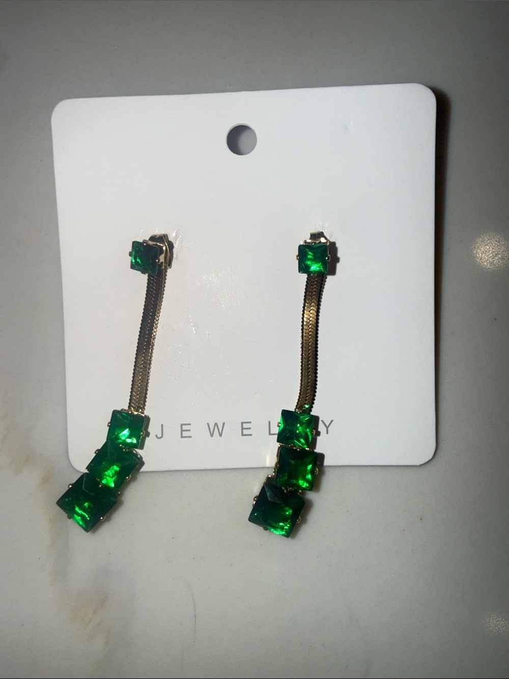 Emerald color post earrings